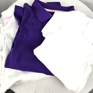 Wonder Nation/Izod Lot Of 3 White & Purple Polo Shirts School Uniforms Sz 14/16